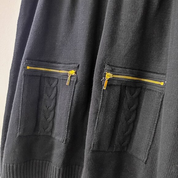 ALFANI Black Cable Knit Sweater Dress with Zipper Pockets - Size L - Picture 3 of 9